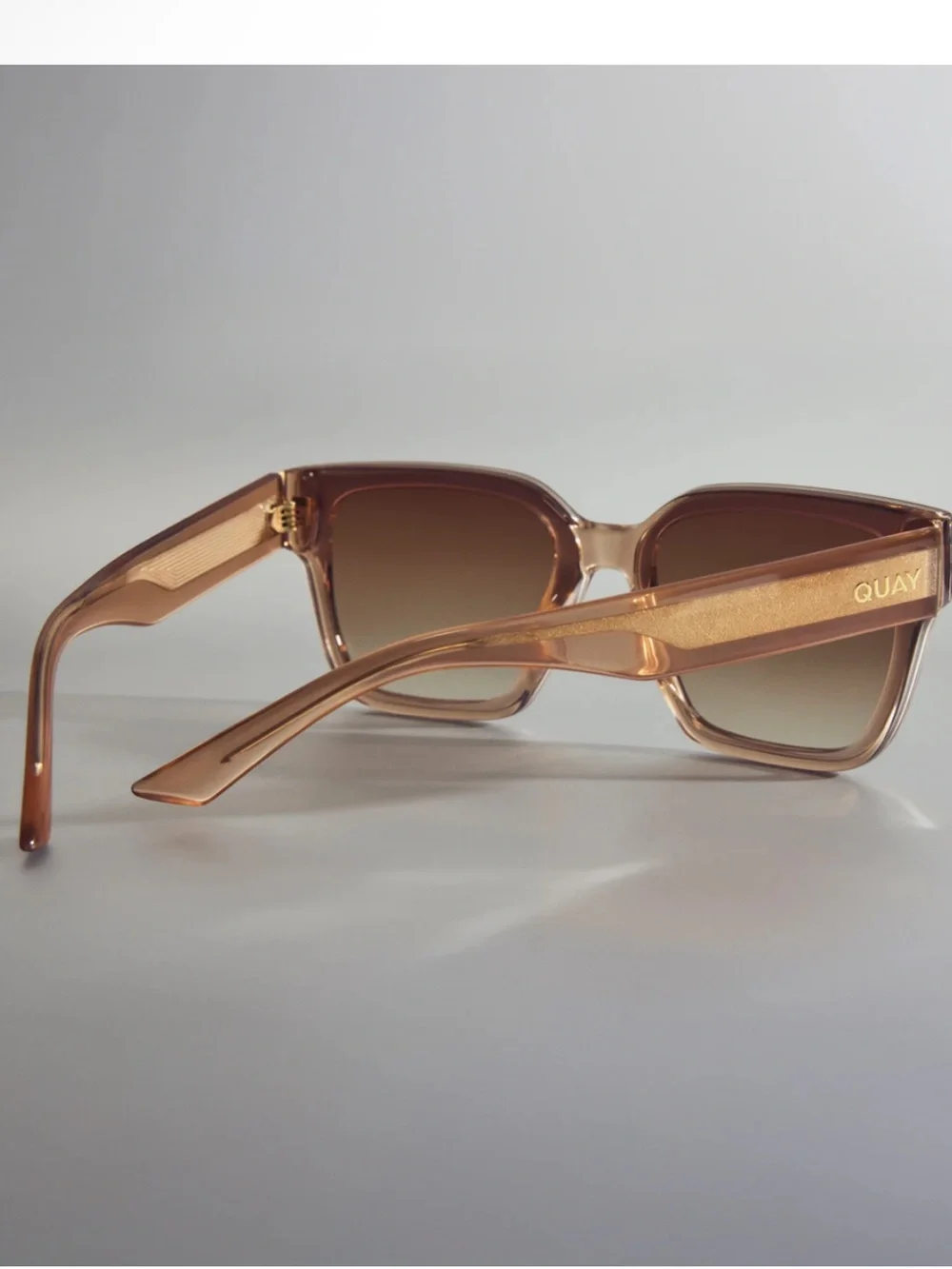 NIB Quay unisex Drive In 51mm Square Sunglasses in Crystal oat/sepia